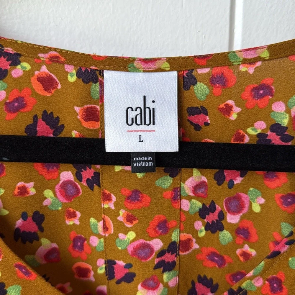 Cabi Burnished Blouse Autumn Floral Brown Orange Blouse Top Bell Sleeve 4042 - Picture 4 of 7